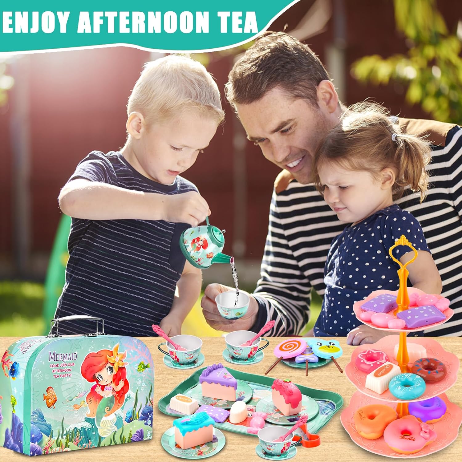 48-Piece Tea Set for Kids, Tea Set with Dessert , Kitchen Accessories